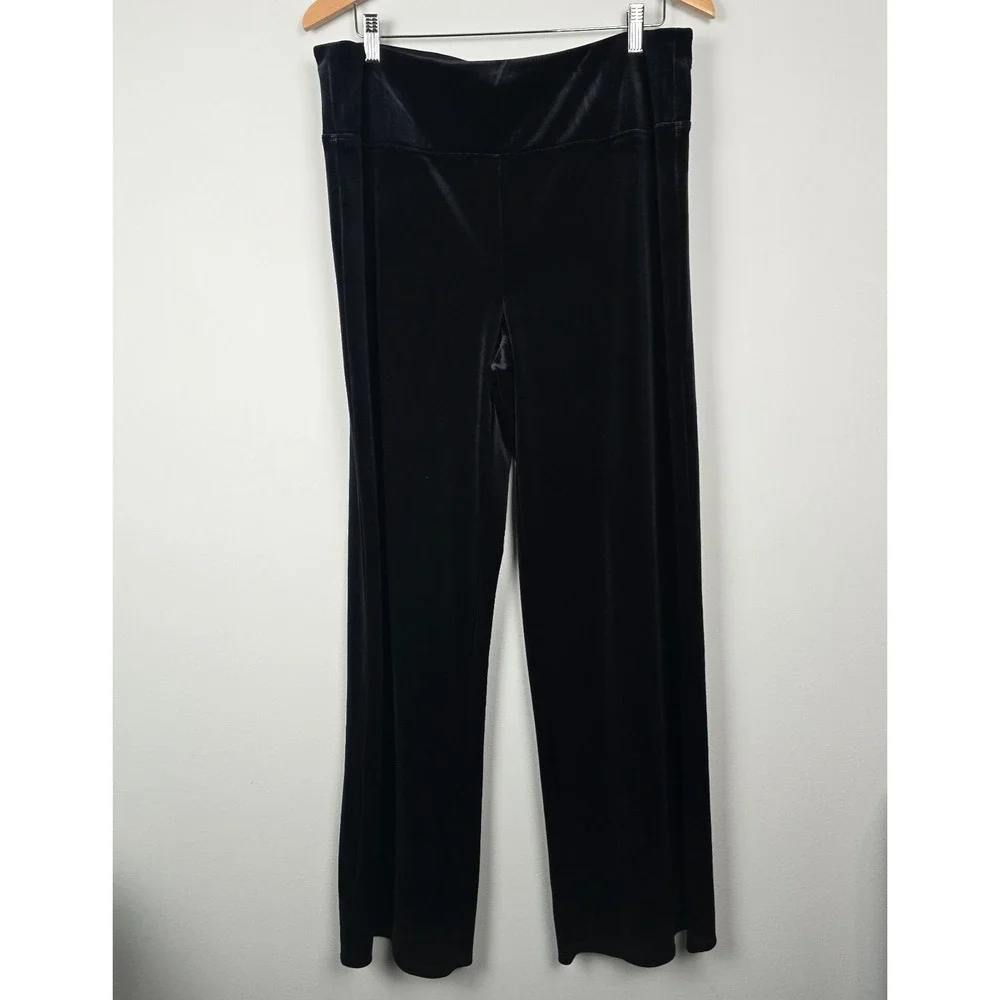 J. Jill Wearever Collection Black Velvet Smooth-Fit Wide Leg Pants Size‎ L – NWT
